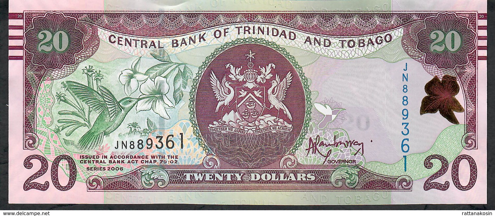 TRINIDAD AND TOBAGO P58a 20 DOLLARS 2006 Signature 9 (2014) # JN  UNC. - Trinité & Tobago