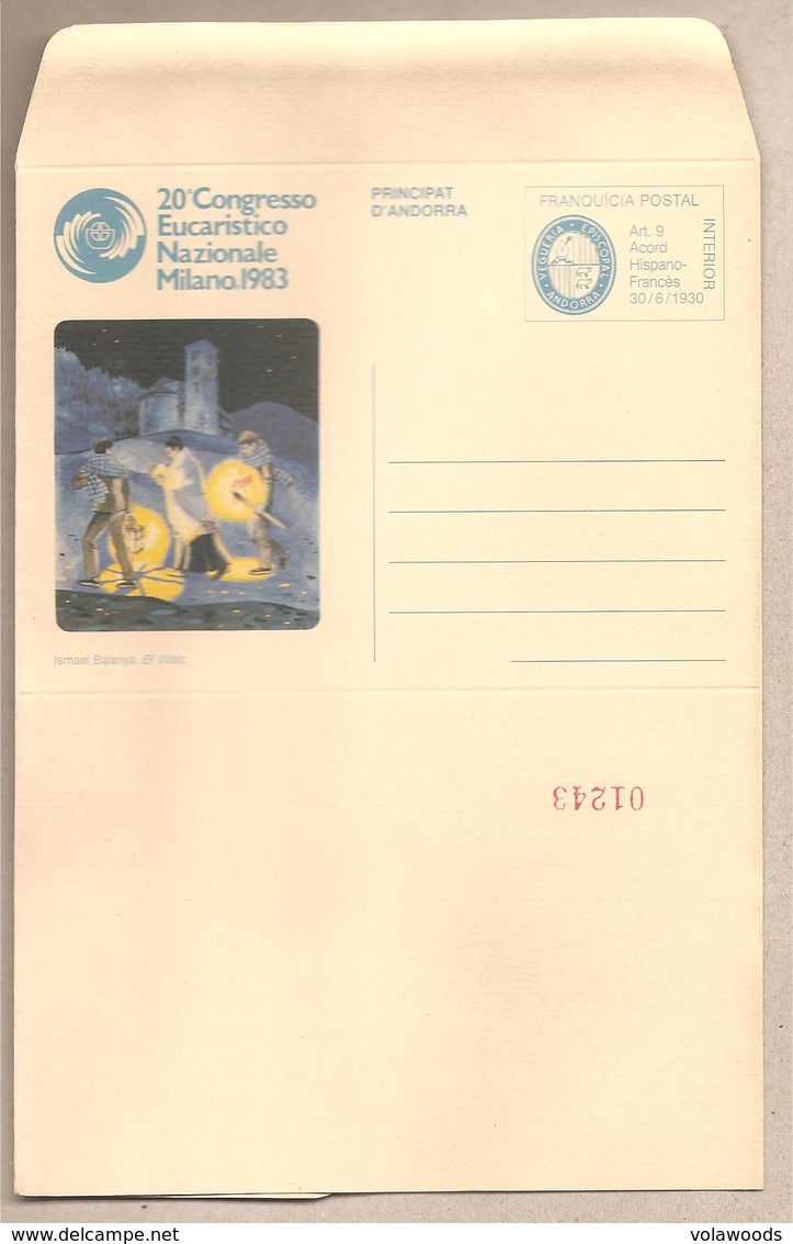 Andorra - Biglietto Postale Nuova: 20° Congresso Eucaristico Nazionale - 1983 - Entiers Postaux & Prêts-à-poster