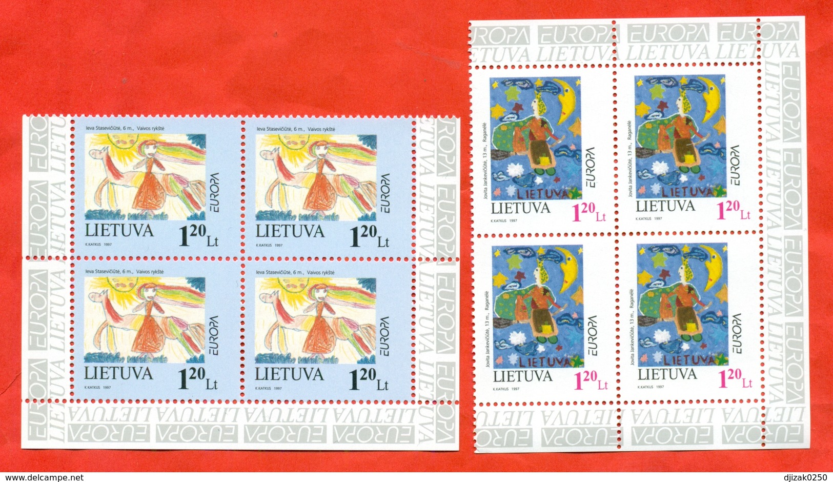 Lithuania 1997. Europa.Drawings Of Children. Block Of Four Stamps.New Stamps. - Lithuania