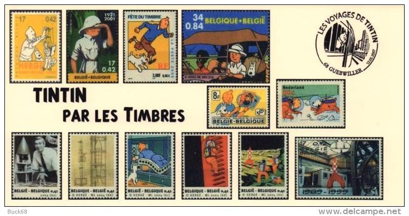 FRANCE Poste 2007 #08 Cachet Premier Jour FDC TINTIN Voyages KUIFJE TIM HERGE GUEBWILLER - Comics