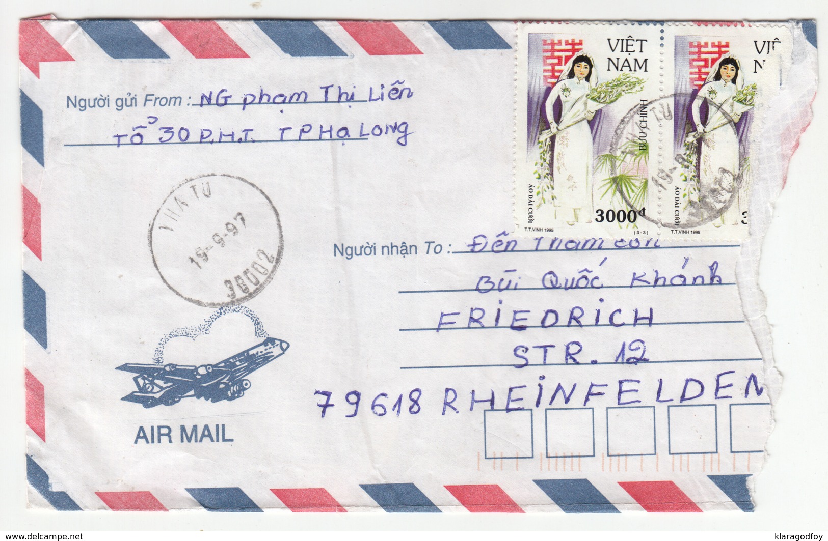 Vietnam, Letter Cover Travelled 1997 B180820 - Viêt-Nam