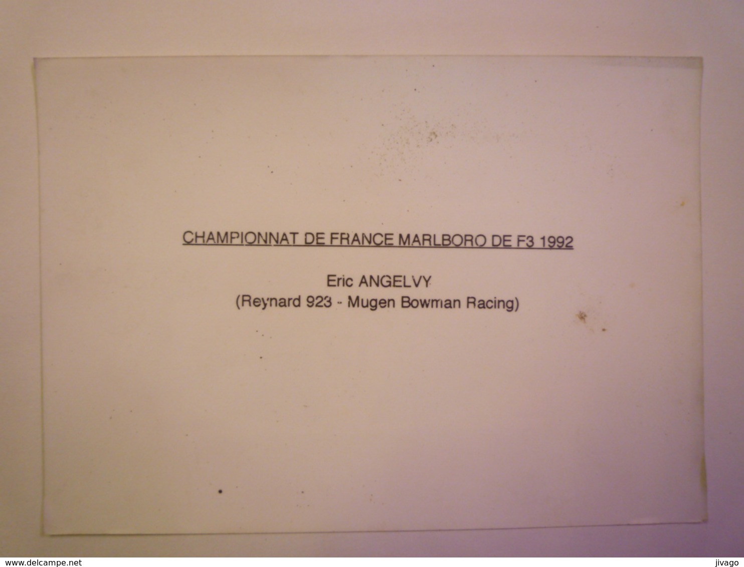 Eric  ANGELVY  (Reynard  923-Mugen Bowman Racing)  Championnat De FRANCE  Marlboro De F3  1992 - Automobilismo - F1