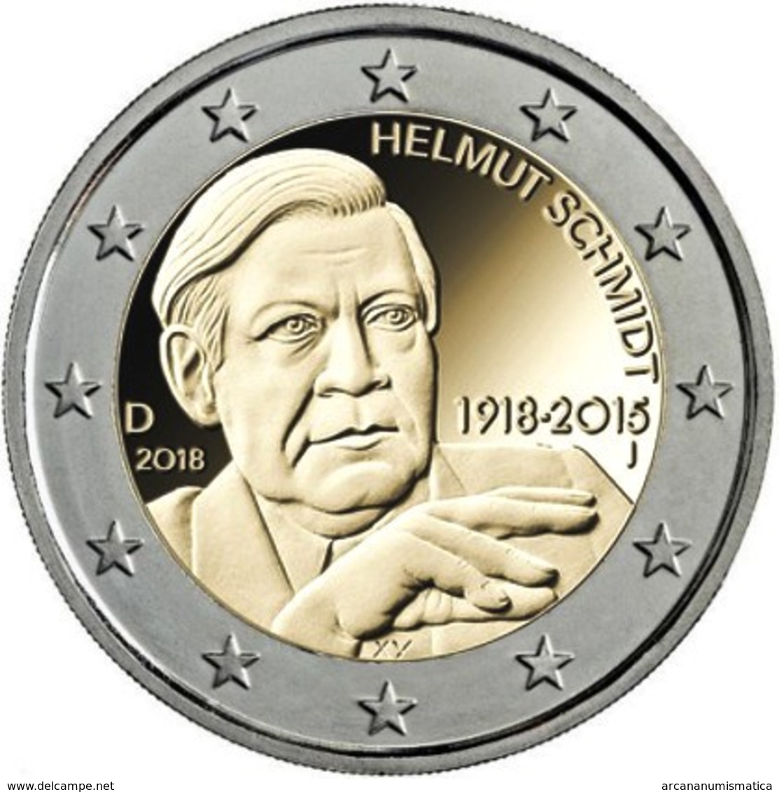 Alemania 2€ 2.018 "Centenario Del Nacimiento De Helmut Schmidt" 5 CECAS  A J F G D   SC/UNC  T-DL-12.236 - Deutschland