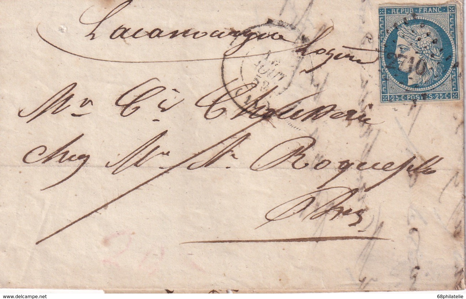 FRANCE  1852 LETTRE DE RODEZ - 1849-1876: Classic Period