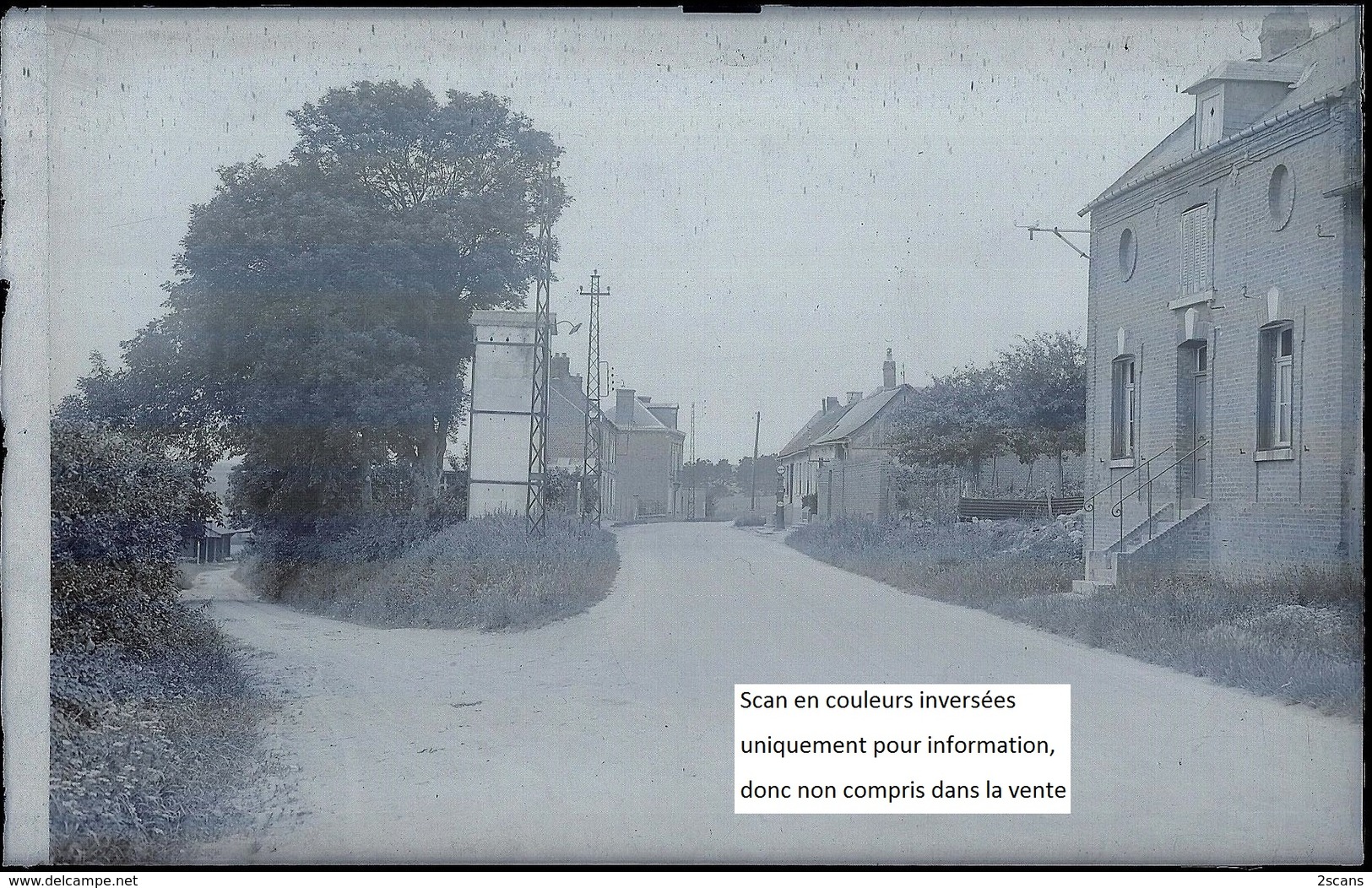 Dépt 80 - FERRIÈRES - PLAQUE De VERRE (négatif Photo Noir & Blanc, Cliché R. Lelong) - Route De Senarpont - Essence ESSO - Autres & Non Classés