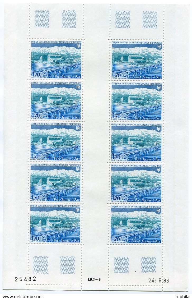 RC 9749 TAAF N° PA 80 PORT JEANNE D'ARC KERGUELEN FEUILLE COMPLETE AVEC COIN DATÉ COTE 23€ NEUF ** TB - Airmail