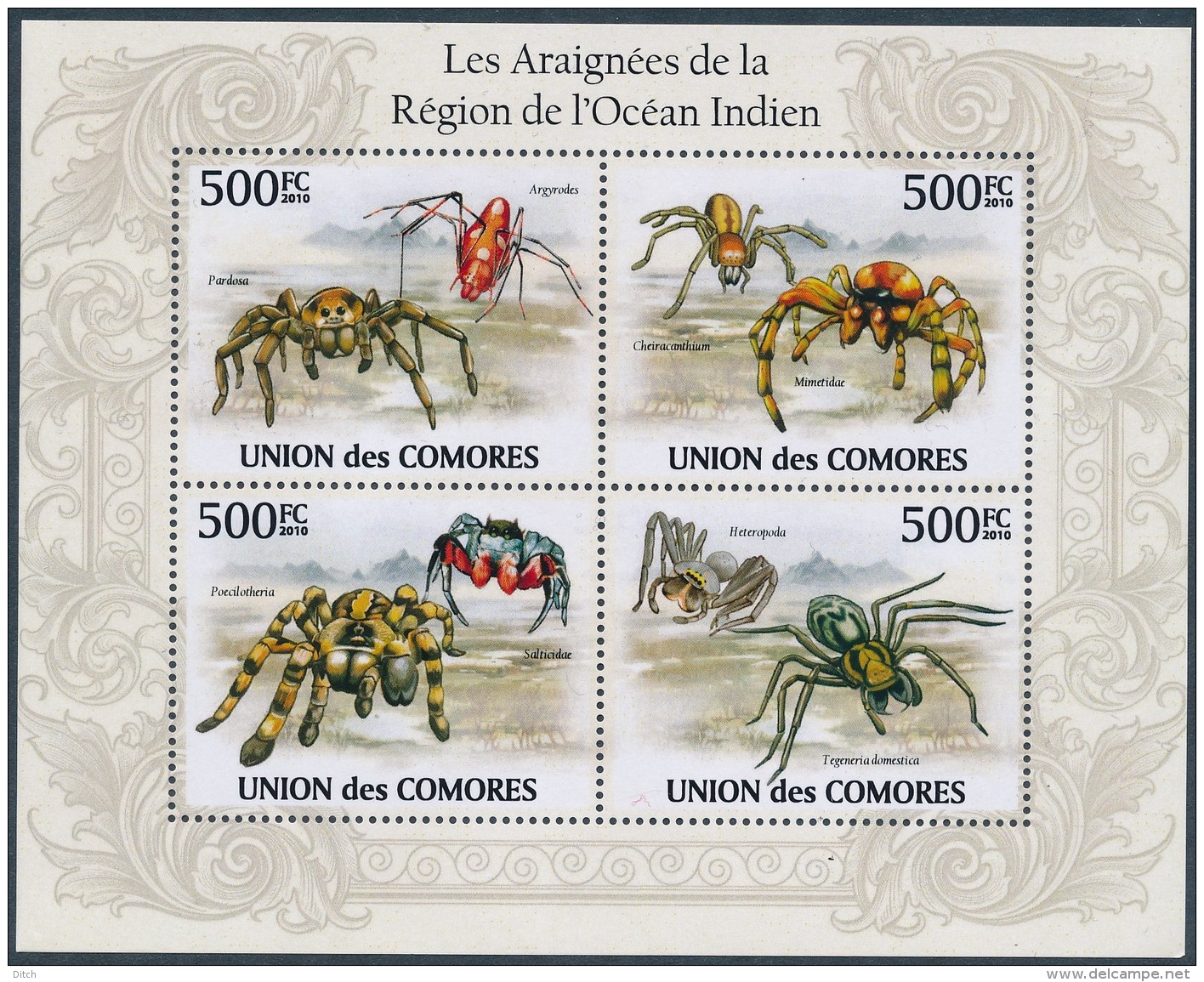 D- [38076] **/Mnh-Comores 2009 - N° 1971/1974, Bloc, Faune, Araignées De L'océean Indien. - Araignées