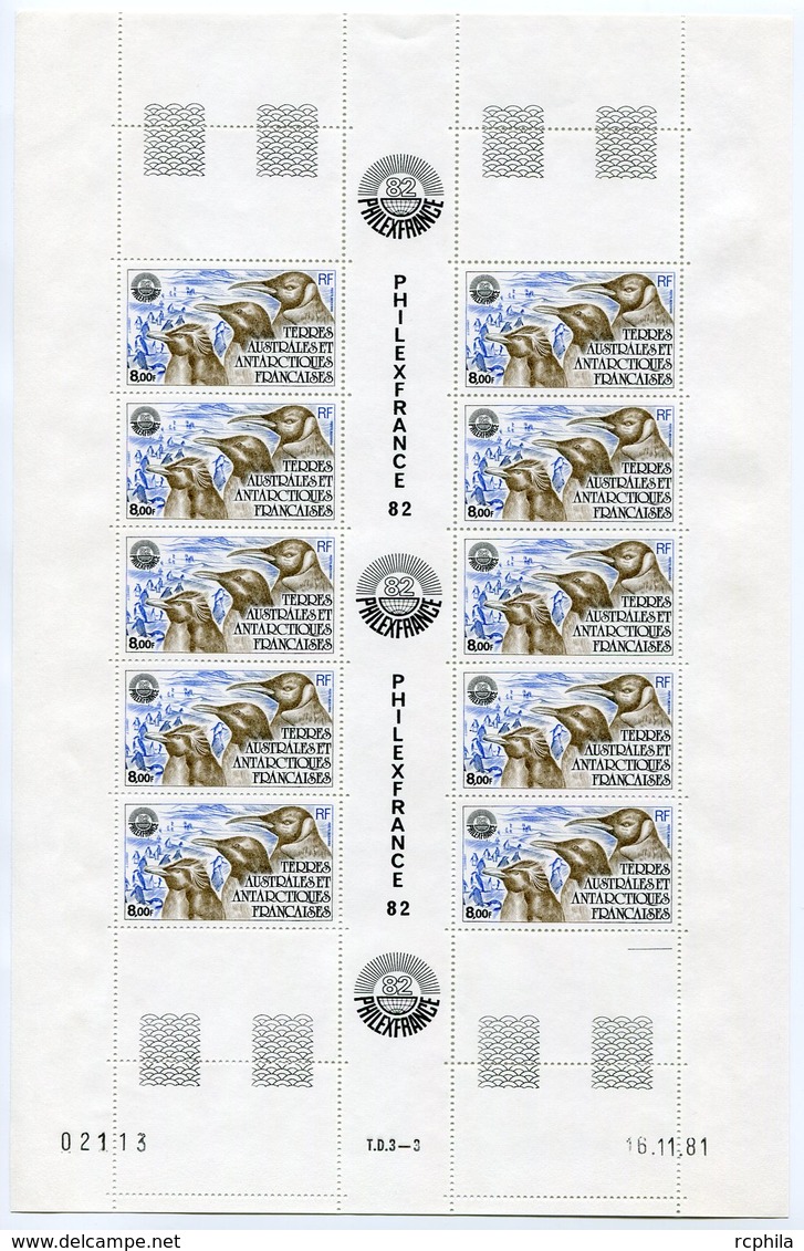 RC 9752 TAAF N° PA 71 PHILEXFRANCE 82 MANCHOTS FEUILLE COMPLETE AVEC COIN DATÉ COTE 61€ NEUF ** TB - Airmail