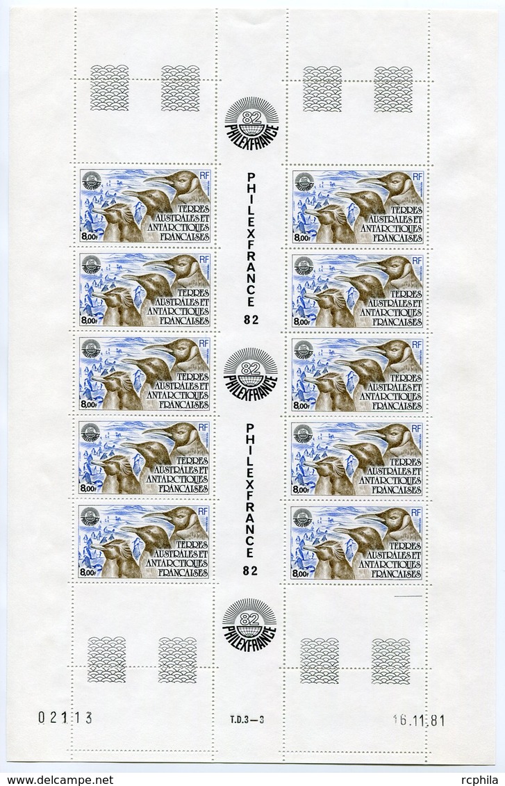 RC 9752 TAAF N° PA 71 PHILEXFRANCE 82 MANCHOTS FEUILLE COMPLETE AVEC COIN DATÉ COTE 61€ NEUF ** TB - Luftpost