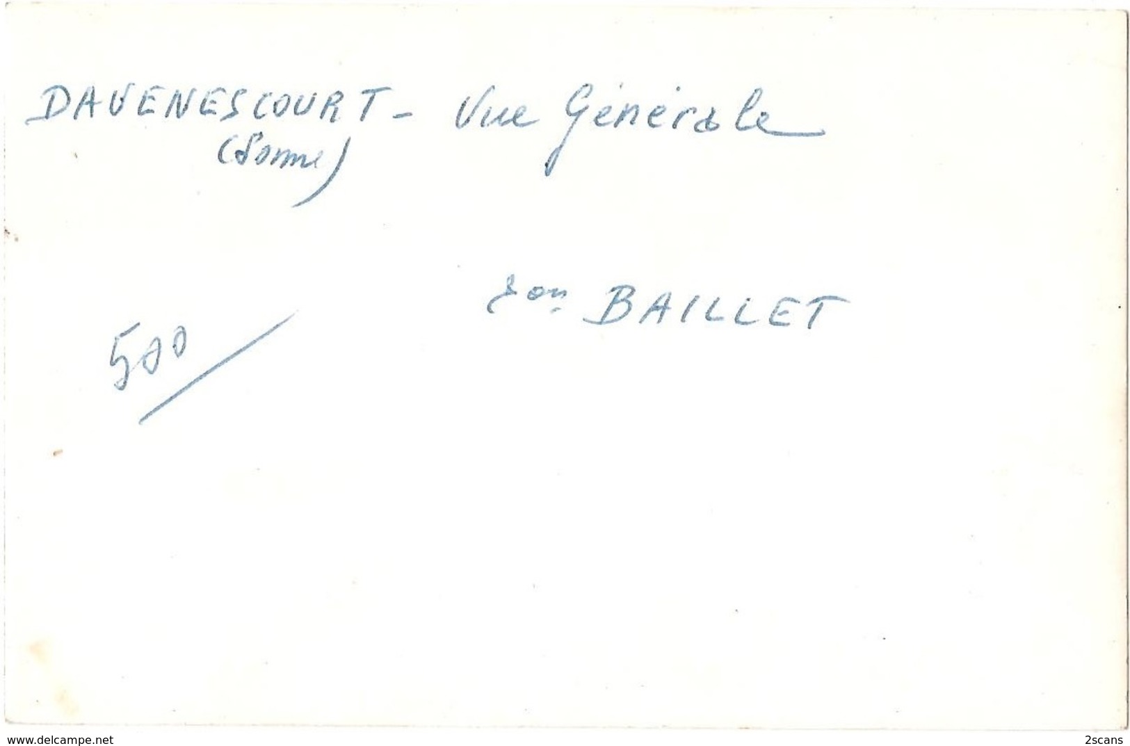 Dépt 80 - DAVENESCOURT - ÉPREUVE De CARTE POSTALE (photo R. LELONG) + PLAQUE De VERRE D'origine - Édition Baillet - Autres & Non Classés