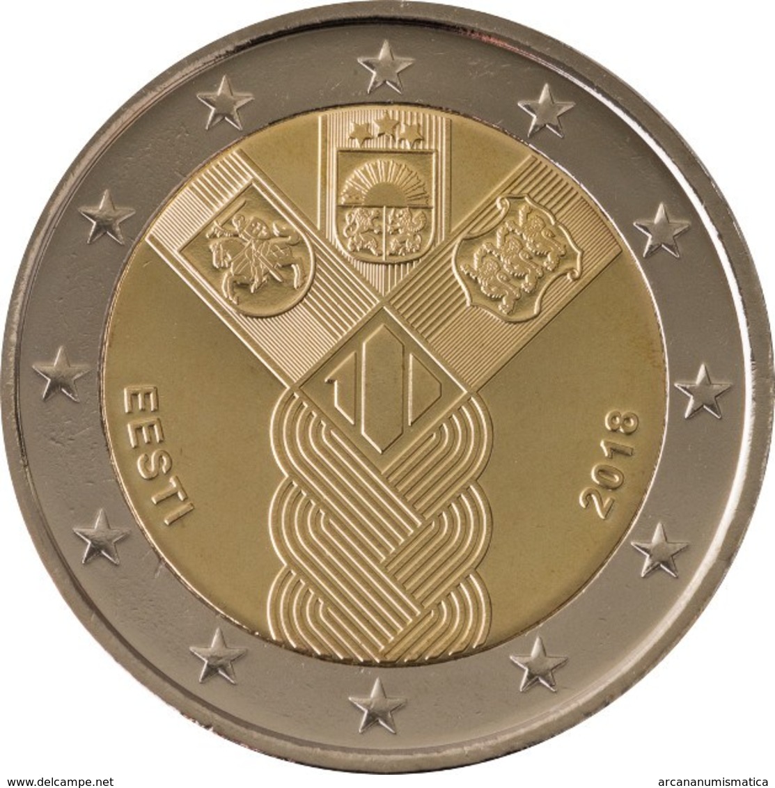 ESTONIA   2€ 2.018 2018 "Centenario De La Fundación De Los Estados Bálticos Independientes"   SC/UNC  T-DL-12.239 - Estonia