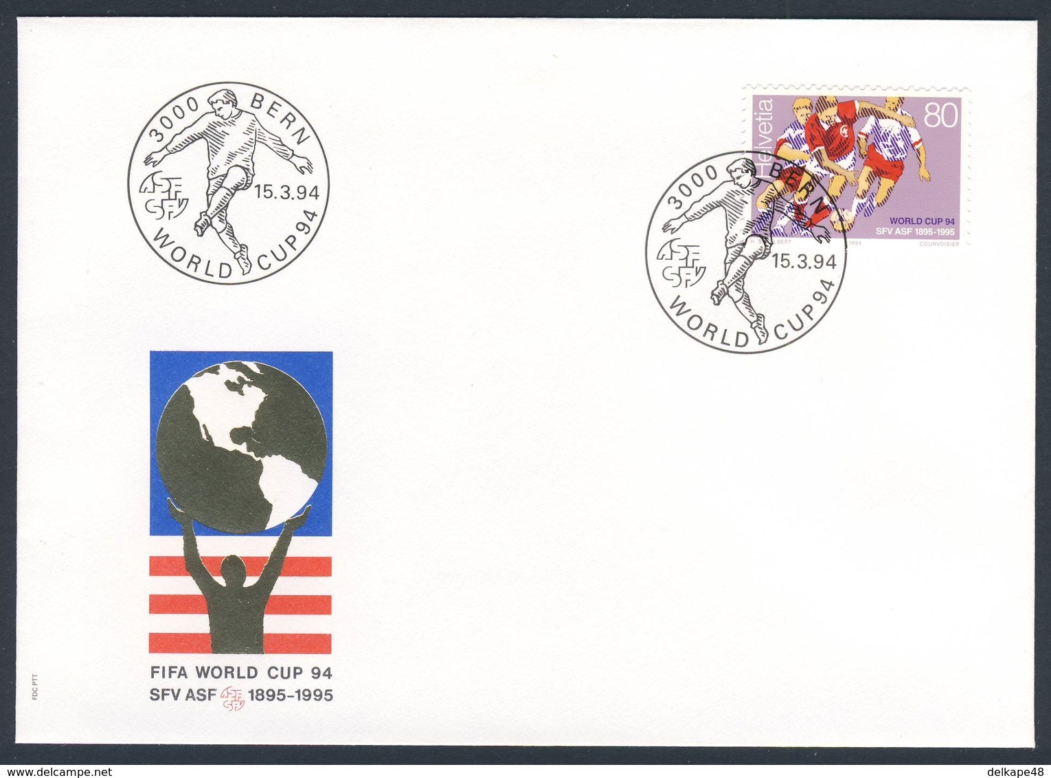 Switzerland Schweiz Suisse 1994 FDC - Mi 1524 Sc 945 - Footballers, World Cup Football Championship, USA / Fußball - 1994 – USA