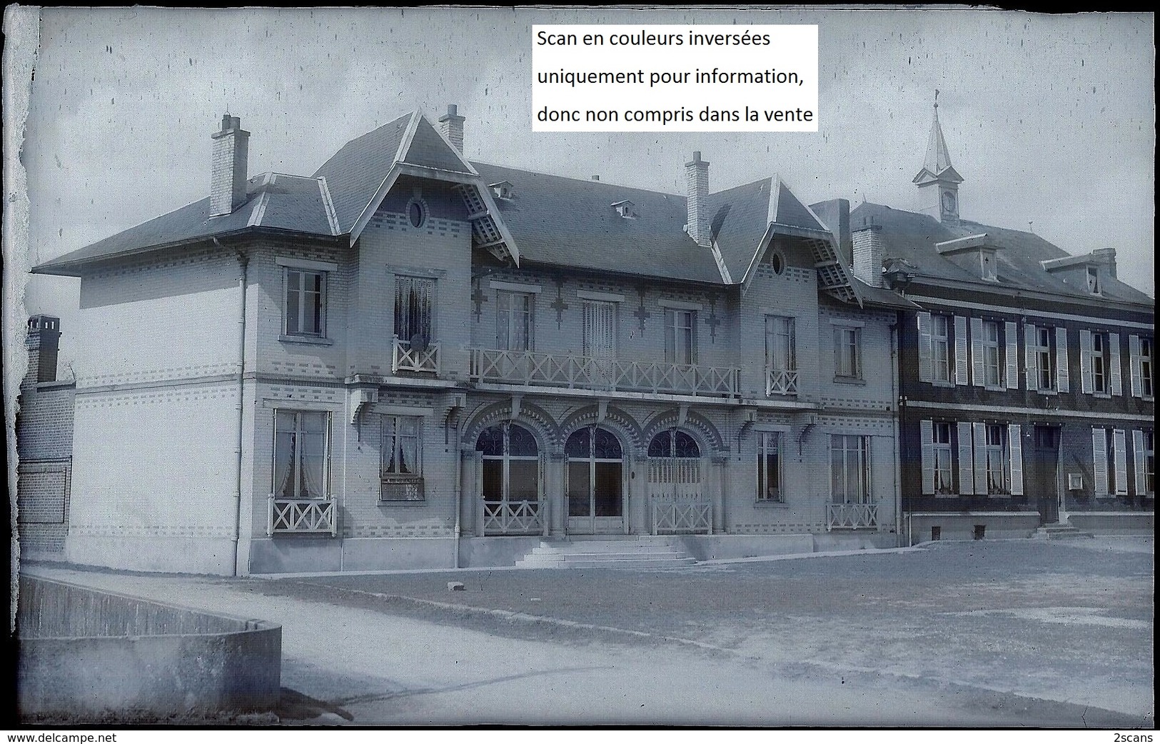 Dépt 80 - LIGNIÈRES-CHÂTELAIN - PLAQUE De VERRE (négatif Photo Noir & Blanc, Cliché R. Lelong) - Place De La Mairie - Autres & Non Classés