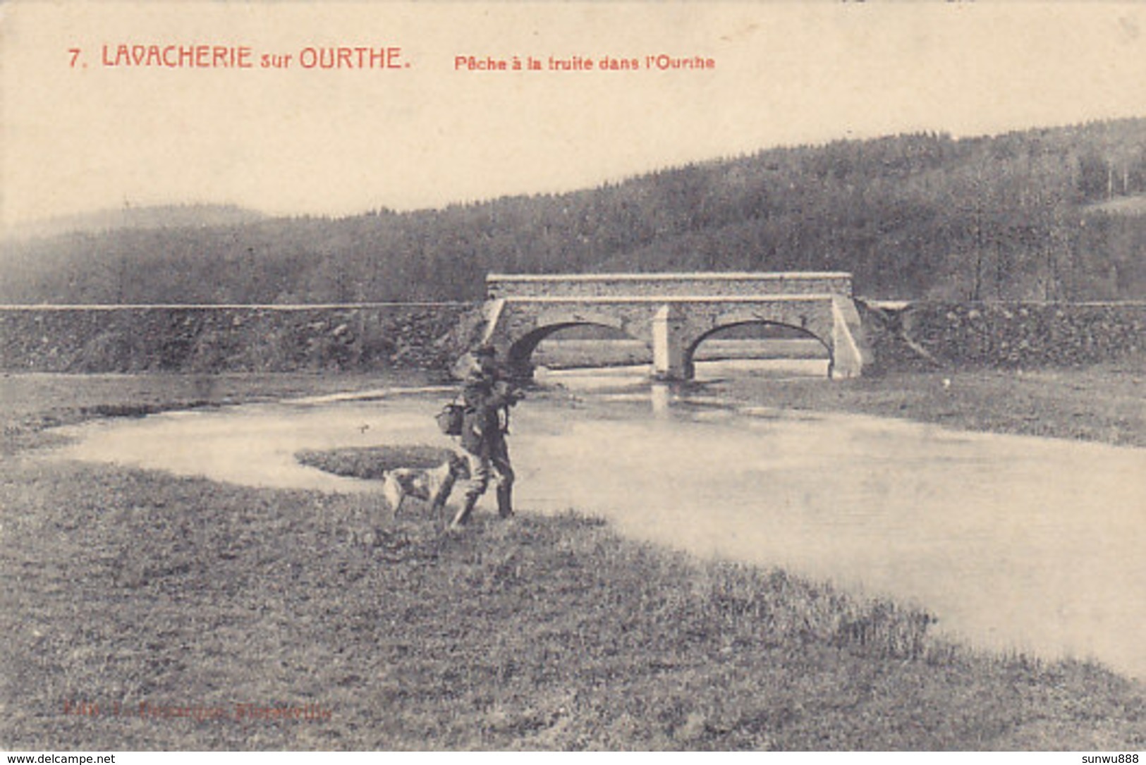 Lavacherie Sur Ourthe - Pêche à La Truite Dans L'Ourthe (animée, Chien, Hôtel Collard) - Sainte-Ode