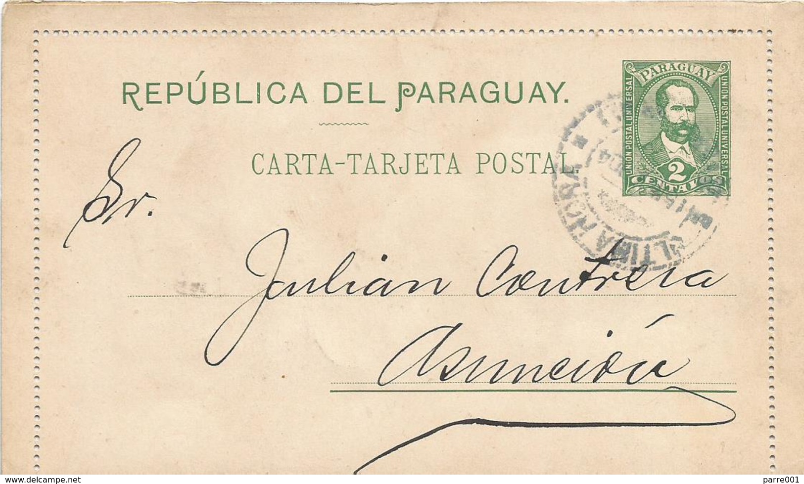 Paraguay 1890 Asuncion Ultima Hora Postal Stationary Card - Paraguay