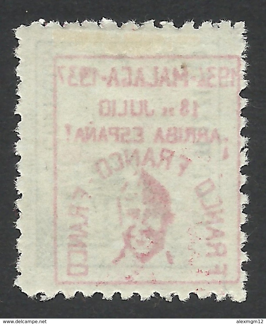 Spain, Malaga 10 C. 1937, Mi # 26, MH, Red Overprint - Nationalist Issues