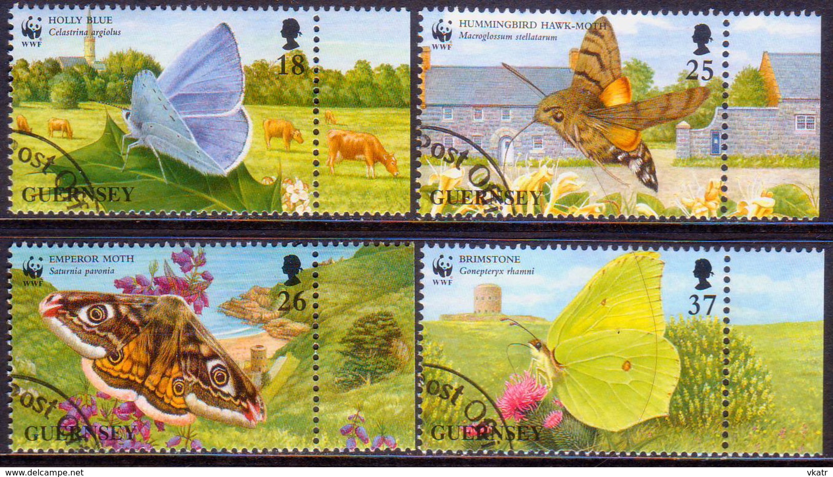 GUERNSEY 1997 SG 730-34 Compl.set W/margins+m/s Used Butterflies And Moths - Guernsey