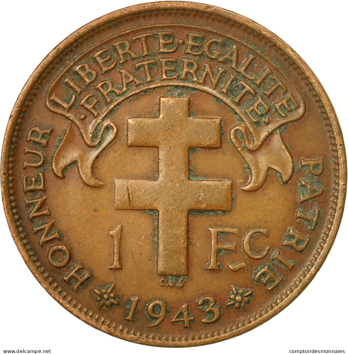 Monnaie, Cameroun, Franc, 1943, Pretoria, SUP, Bronze, KM:5, Lecompte:16 - Kameroen