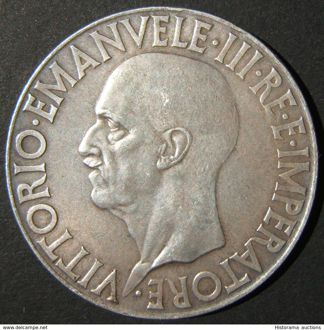 A60070 Italy: Silver 20 Lire, 1936 (Year XIV); KM# 81, In VF-EF; Est. Value $600+ - Albania