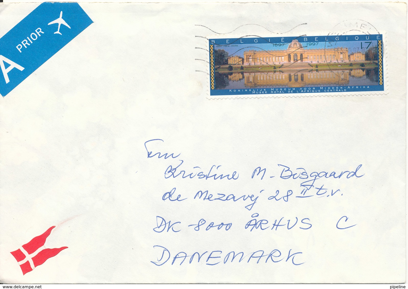 Belgium Cover Sent To Denmark 15-10-1997 Single Franked - Covers & Documents
