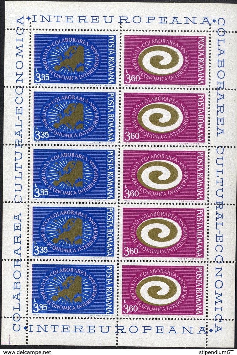 ROMANIA  1972 International Cultural Cultural Collaboration COLABORAREA CULTURAL ECONOMICĂ Commemoratives Sheet, MNH, OG - Blocs-feuillets