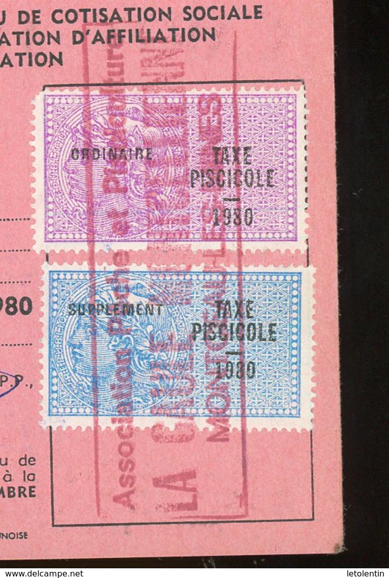 TIMBRES FISCAUX SUR CARTE FEDERALE DE PÊCHE (SAONE ET LOIRE 1980) - Autres & Non Classés