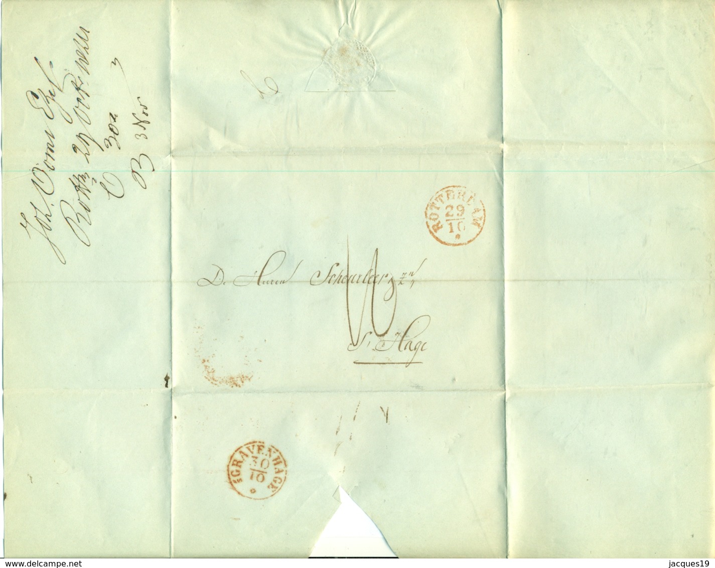 Nederland Voorfilatelie Brief Rond 1845 Van Rotterdam Naar Scheurleer En Zonen In Den Haag - ...-1852 Préphilatélie