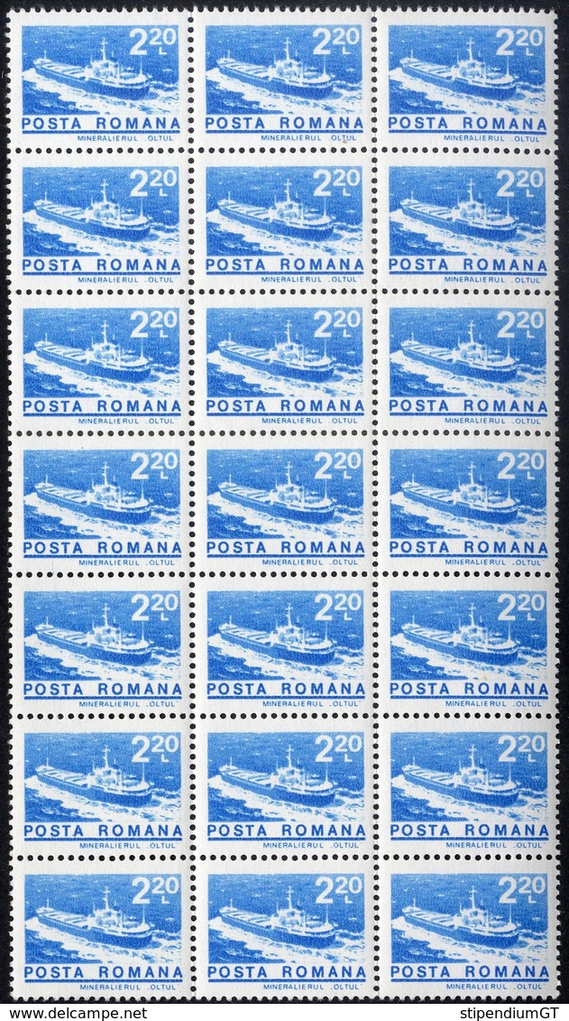 ROMANIA  1974 MINERAL SHIP  2,20 LEI Vasul Mineralier "OLTUL"  Block 21  MNH, OG - Blocks & Sheetlets