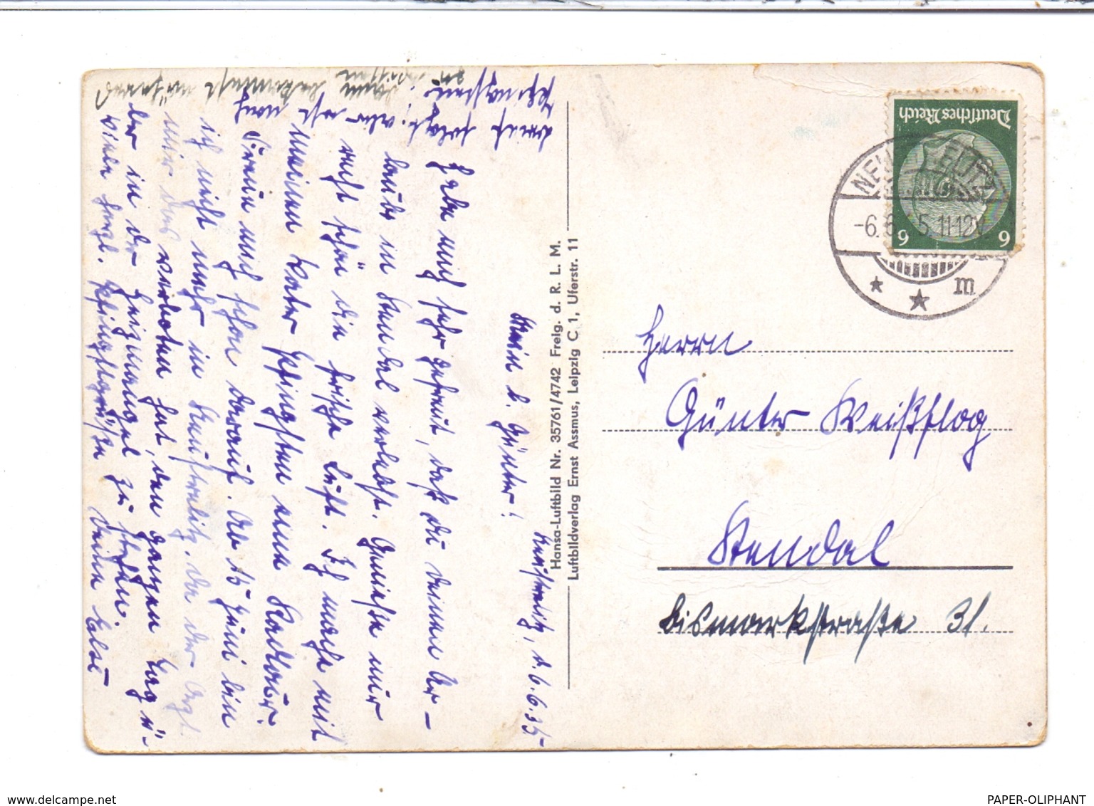 0-2080 NEUSTRELITZ, Luftaufnahme, 1935 - Neustrelitz