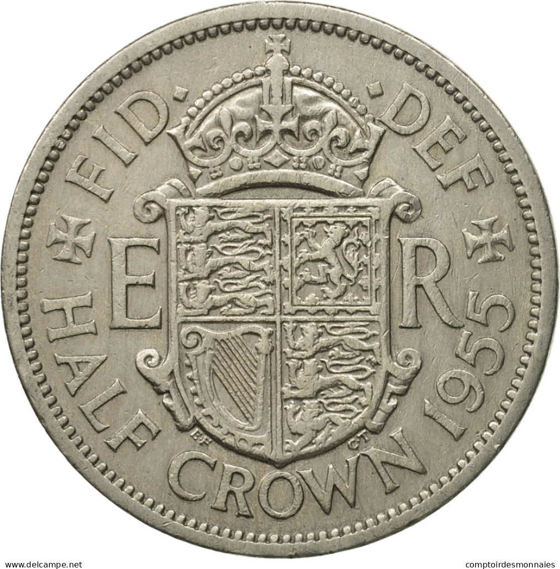 Monnaie, Grande-Bretagne, Elizabeth II, 1/2 Crown, 1955, TTB+, Copper-nickel - K. 1/2 Crown
