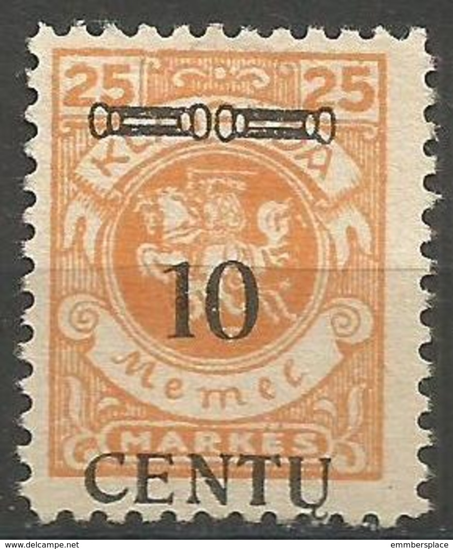 Klaipeda (Memel) - 1923 Centu Overprint 10c/25m Unused No Gum    Mi 169 - Unused Stamps