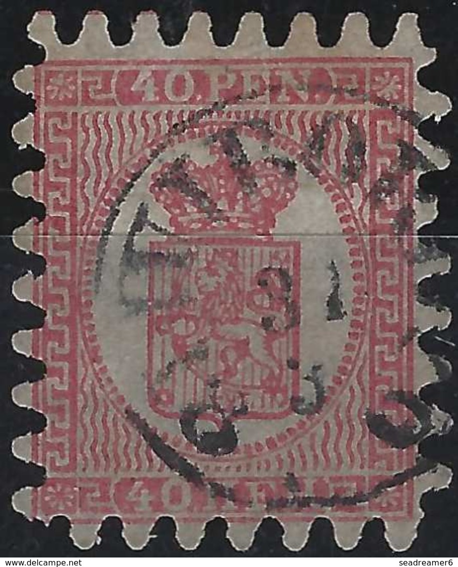 Finlande Coat Of Arms (FACIT) N°9v1C2 Dull Red Sur Papier Rose Pale Roulette II Obl Petit Dateur Wiborg - Oblitérés