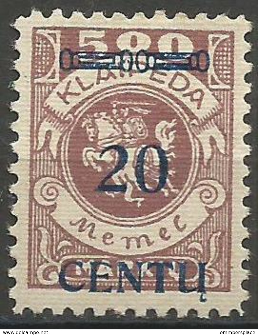 Klaipeda (Memel) - 1923 Centu Overprint 20c/500m MH *    Mi 171 - Ungebraucht