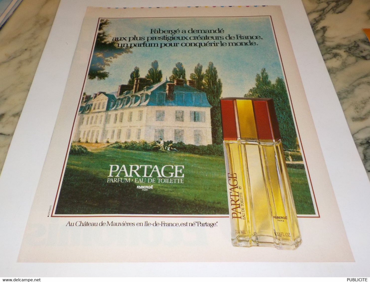 ANCIENNE  PUBLICITE PARFUM PARTAGE DE FABERGE 1979 - Autres & Non Classés