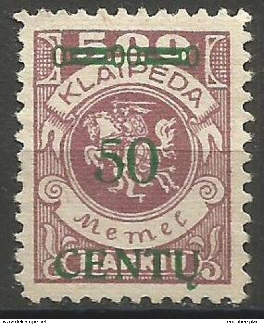 Klaipeda (Memel) - 1923 Centu Overprint 30c/500m Unused No Gum    Mi 172 - Unused Stamps