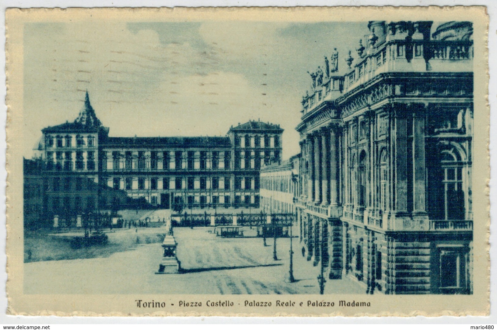 C.P.  PICCOLA   TORINO   PIAZZA  CASTELLO   PALAZZO  REALE  E  PALAZZO  MADAMA   1923      2 SCAN     (VIAGGIATA) - Palazzo Reale