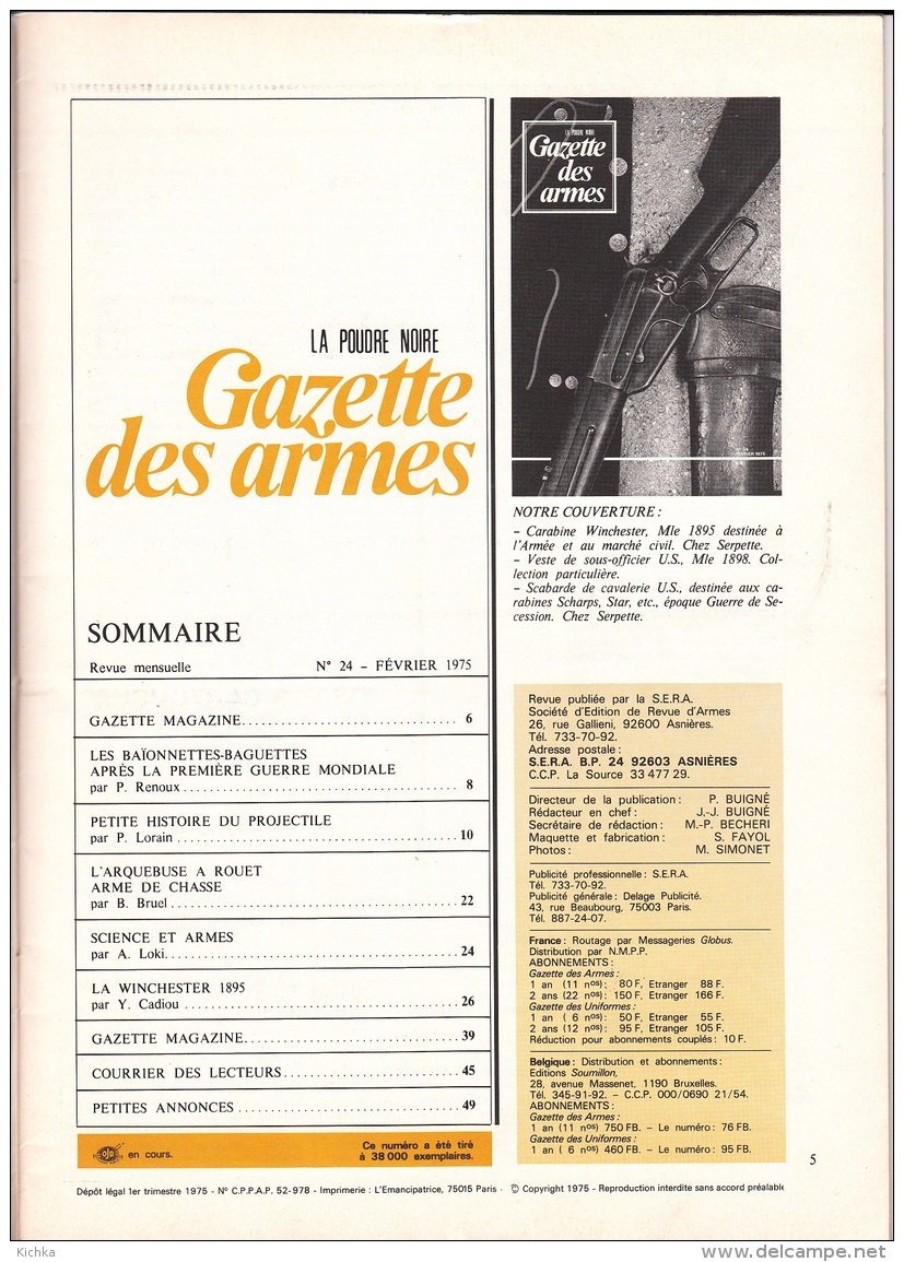 Gazette Des Armes -n°24 Février 1975 - French