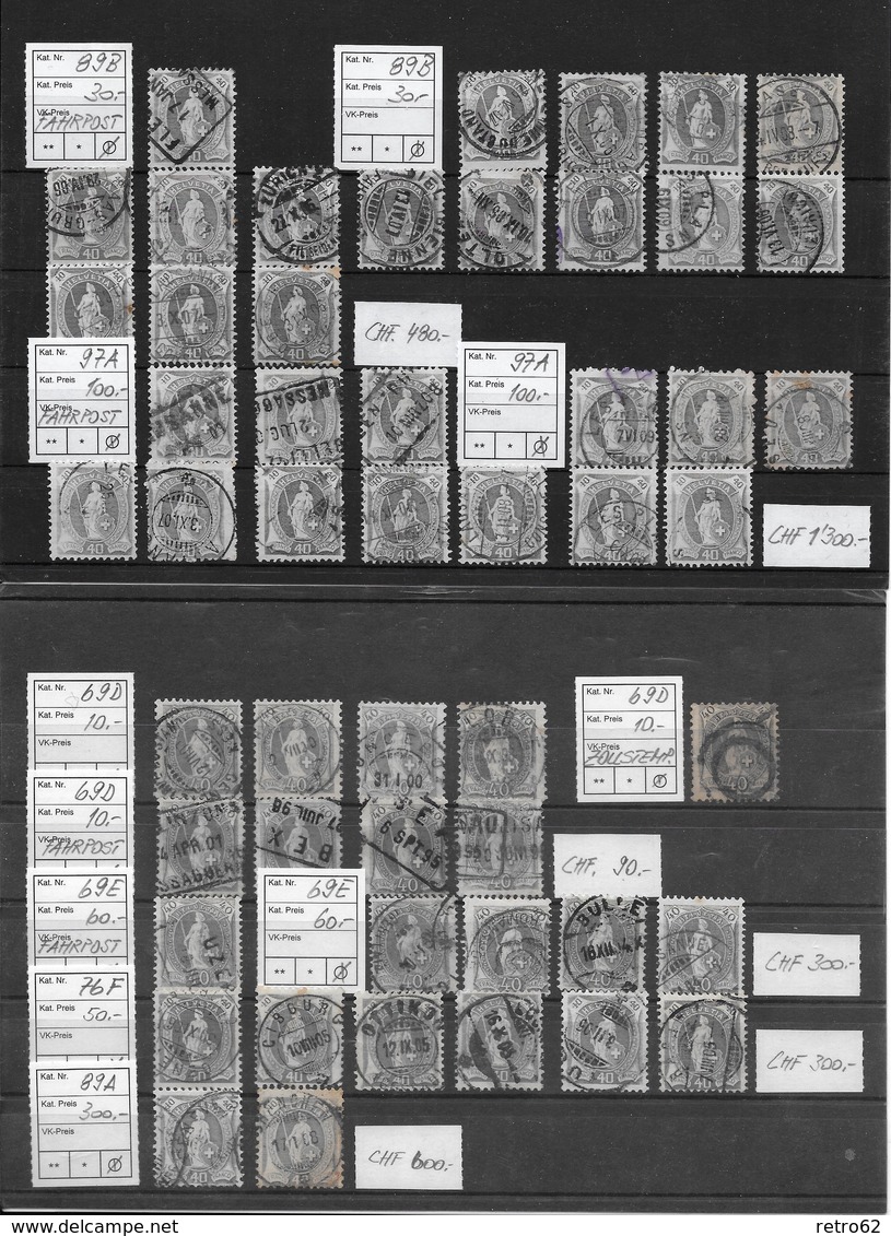 1882 - 1906 STEHENDE HELVETIA Gezähnt → SELTEN SO ANGEBOTEN ►SBK 66A BIS 100B◄ - Used Stamps