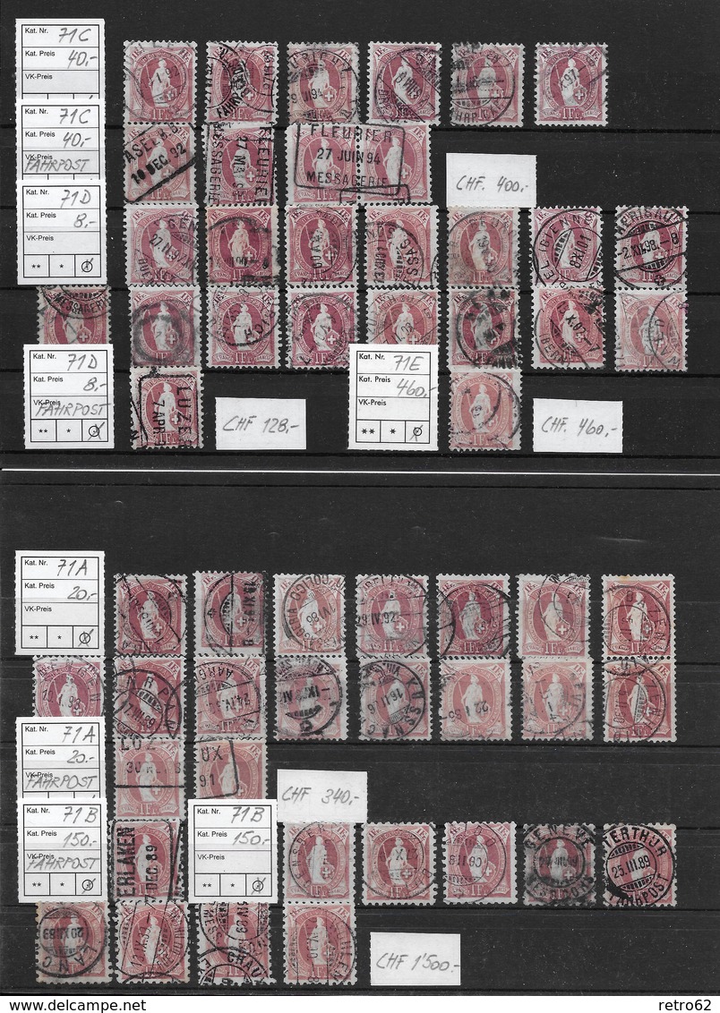 1882 - 1906 STEHENDE HELVETIA Gezähnt → SELTEN SO ANGEBOTEN ►SBK 66A BIS 100B◄ - Used Stamps