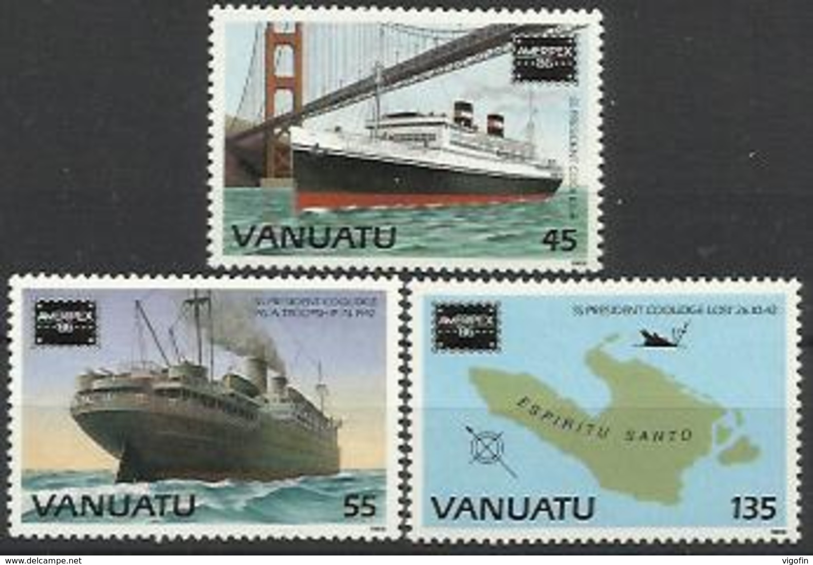 VA 1986-725-7 SHIPS, VANUATU,1 X 3v, MNH - Schiffe