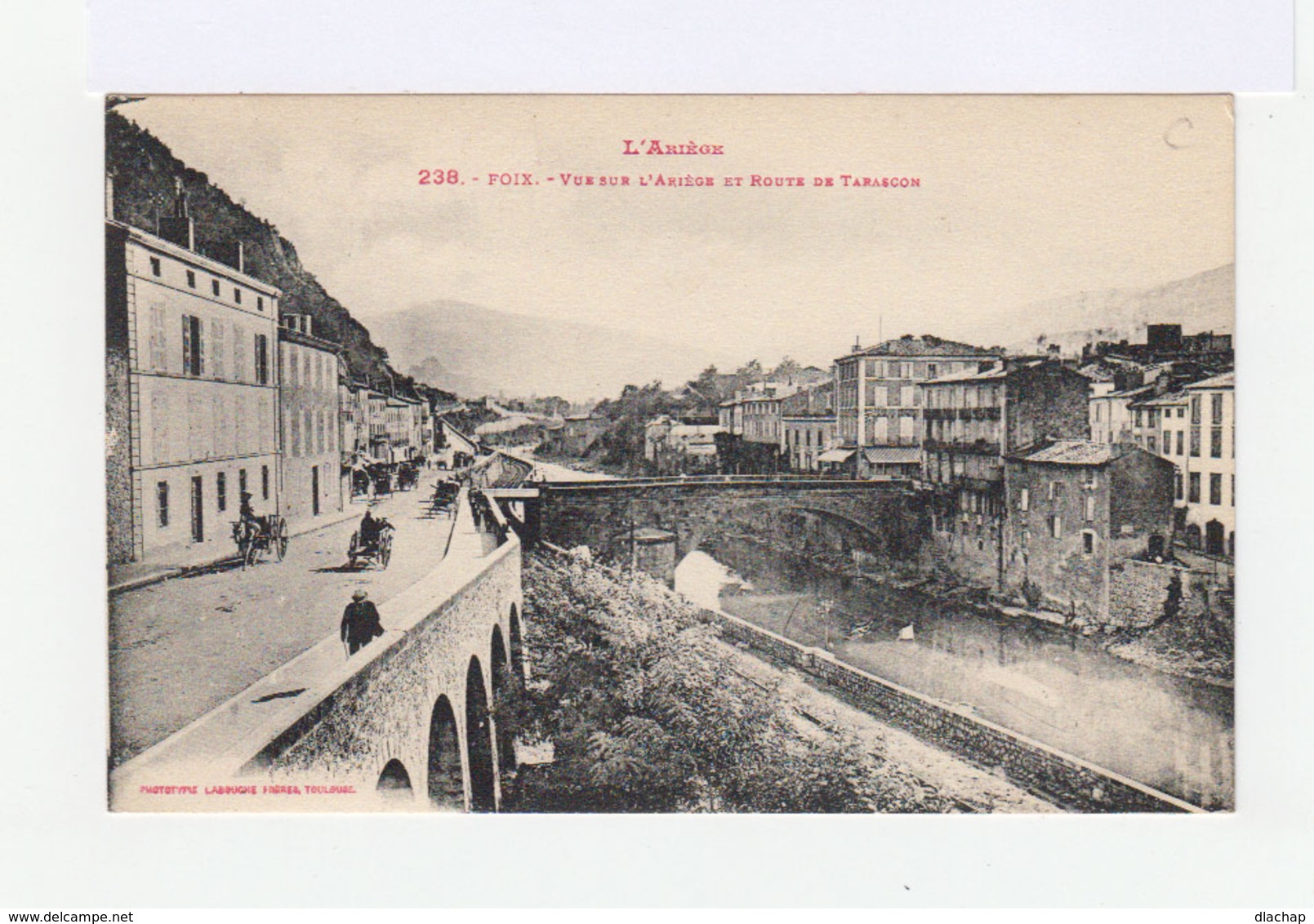 L'Ariège. Foix. Vue Sur L'Ariège Et Route De Tarascon. Charrettes, Voitures à Chevaux. (3065) - Foix