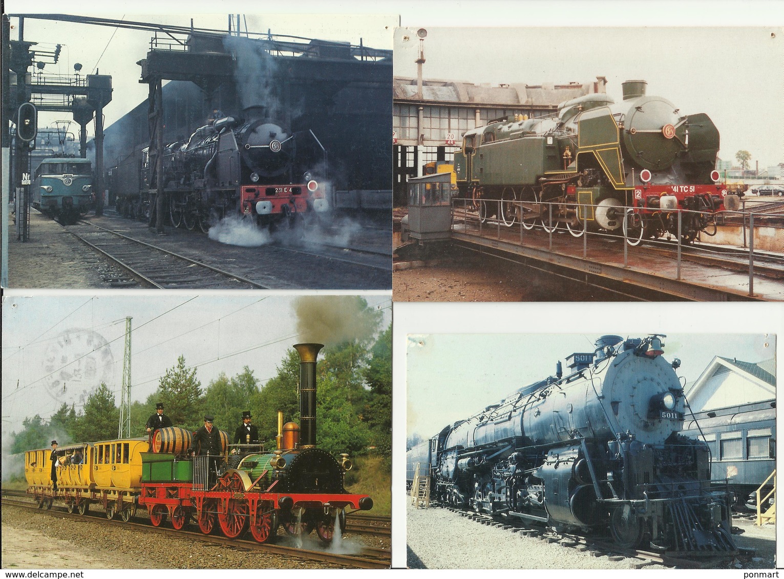 Lot 4 Cartes Postales Locomotives , Trains - Trains