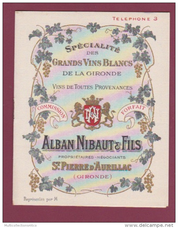 240818 - PUBLICITE ALBAN NIBAUT &amp; FILS GRANDS VINS BLANCS GIRONDE ST PIERRE D'AURILLAC Prix Vigne CHATEAU D'AUROS - Löwen