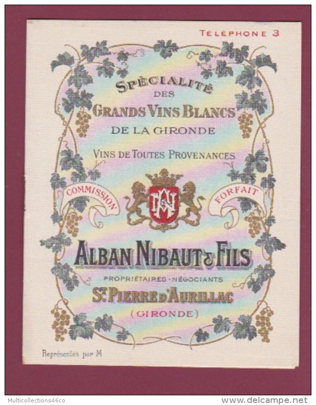 240818 - PUBLICITE ALBAN NIBAUT &amp; FILS GRANDS VINS BLANCS GIRONDE ST PIERRE D'AURILLAC Prix Vigne CHATEAU D'AUROS - Leoni