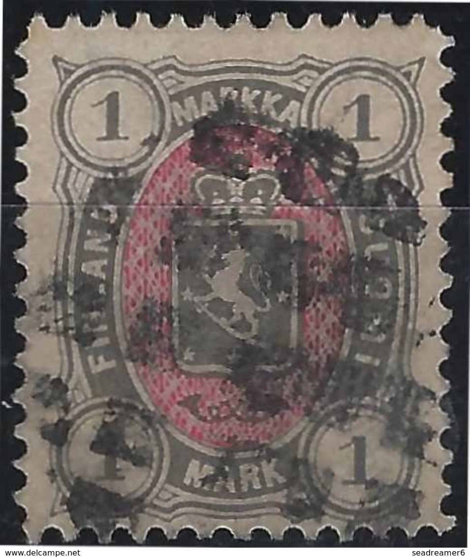 Finlande Coat Of Arms (FACIT) N°24a Gris Et Rouge Obl Killer  Gros Points TTB - Used Stamps