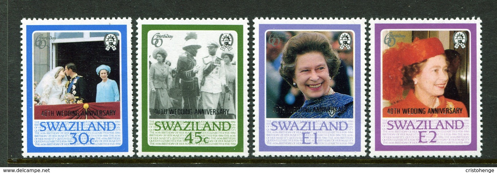 Swaziland 1987 Ruby Royal Wedding Set MNH (SG 537-540) - Swaziland (1968-...)