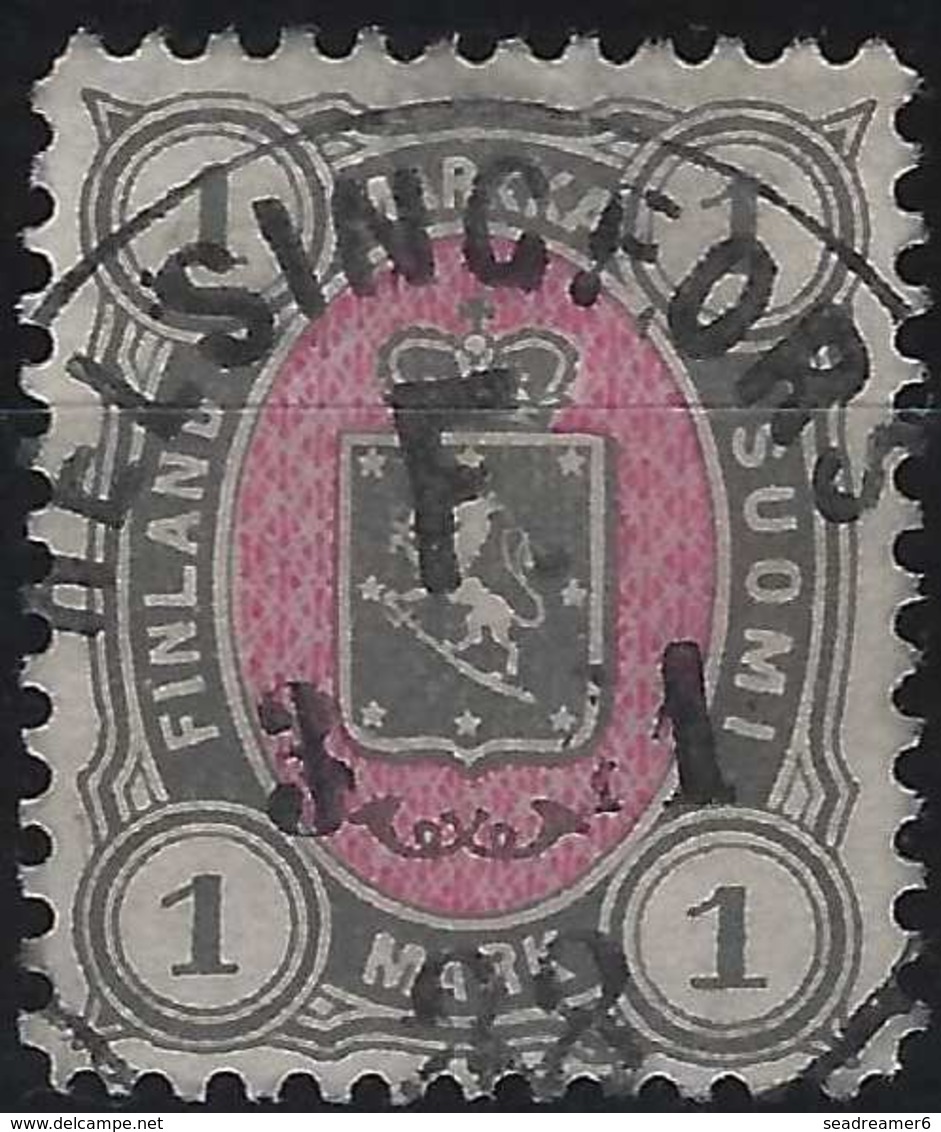 Finlande Coat Of Arms (FACIT) N°24a Gris Et Rose Obl Dateur De Helsingfors LUXE - Used Stamps