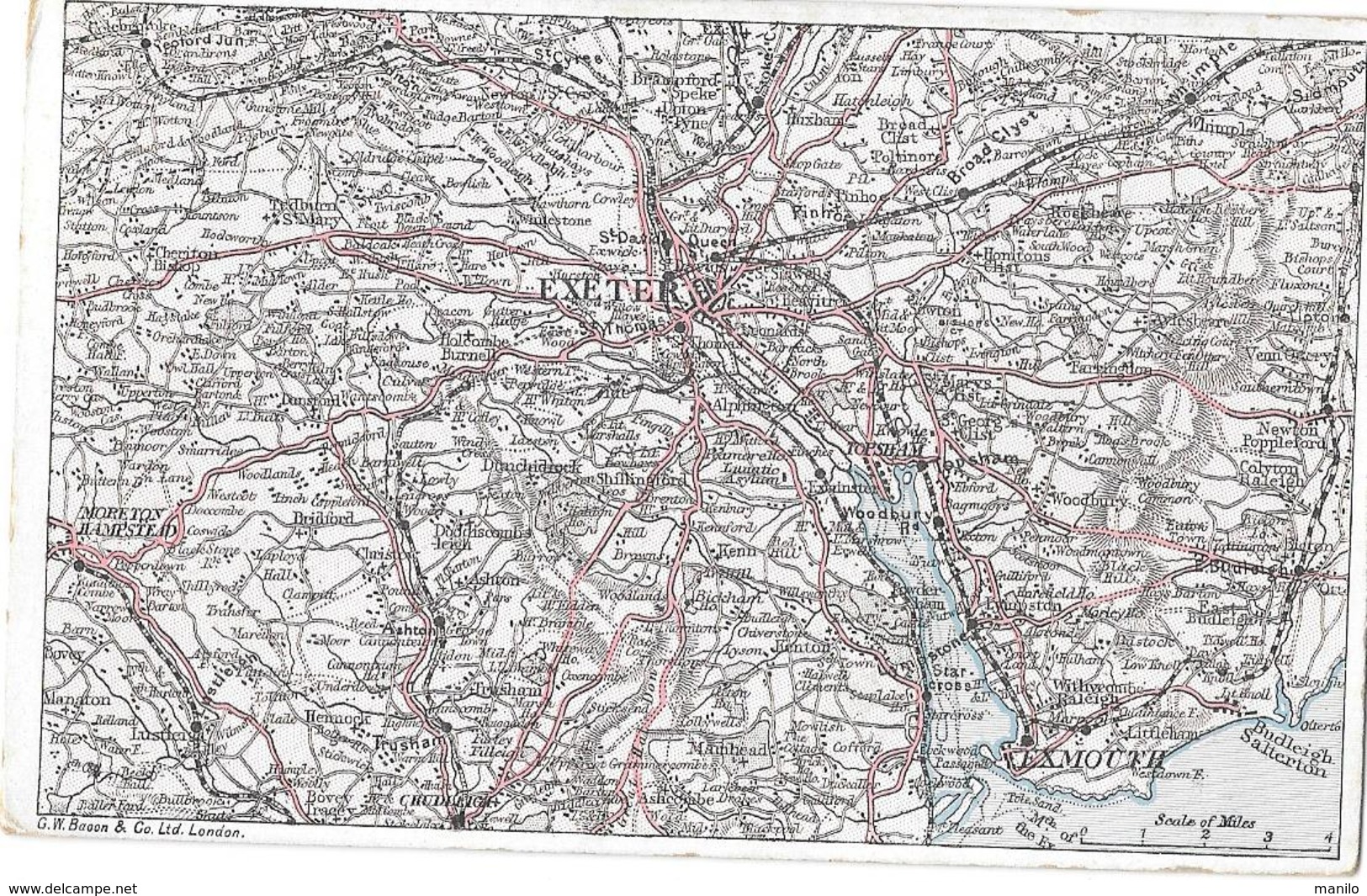 Angleterre - EXETER And EXMOUTH - GEOGRAPHIC MAP   PUB G.W.BACON London Excelsior - Exeter