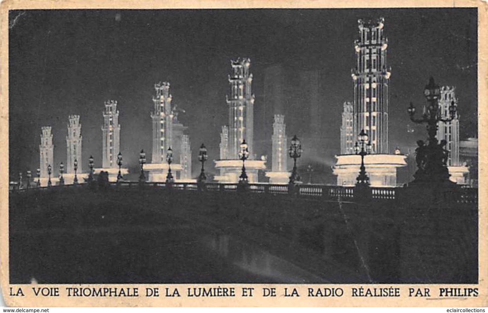 Thème Publicité :  T.S.F Radio Electricité. Sur Le Pont Alexandre III  Paris  Lumière De La Radio  (voir Scan) - Publicité