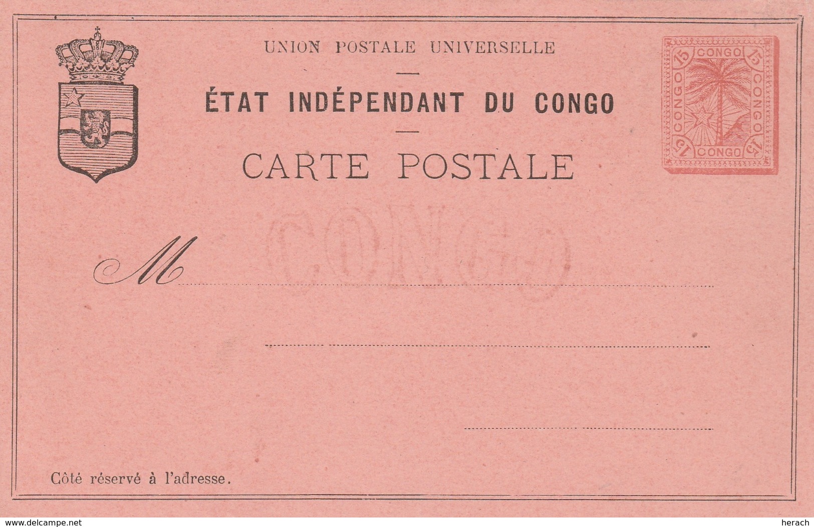 Congo Etat Indépendant Entier Postal - Interi Postali